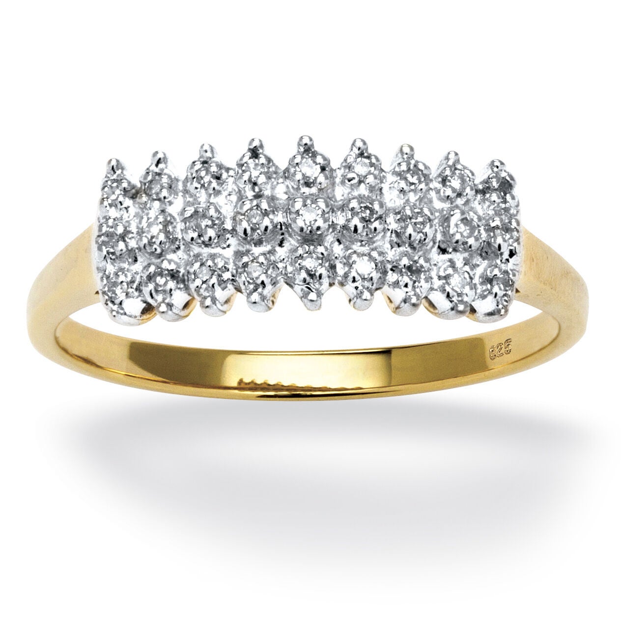 1/7 TCW Round Diamond Peak Ring Gold-Plated Sterling Silver, WHITE, hi-res image number 0