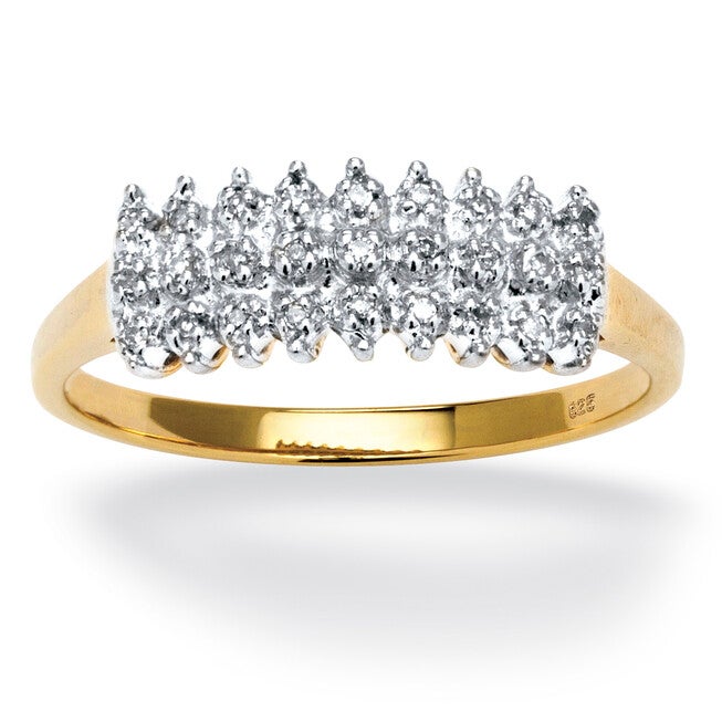 1/7 TCW Round Diamond Peak Ring Gold-Plated Sterling Silver, WHITE, hi-res image number 0
