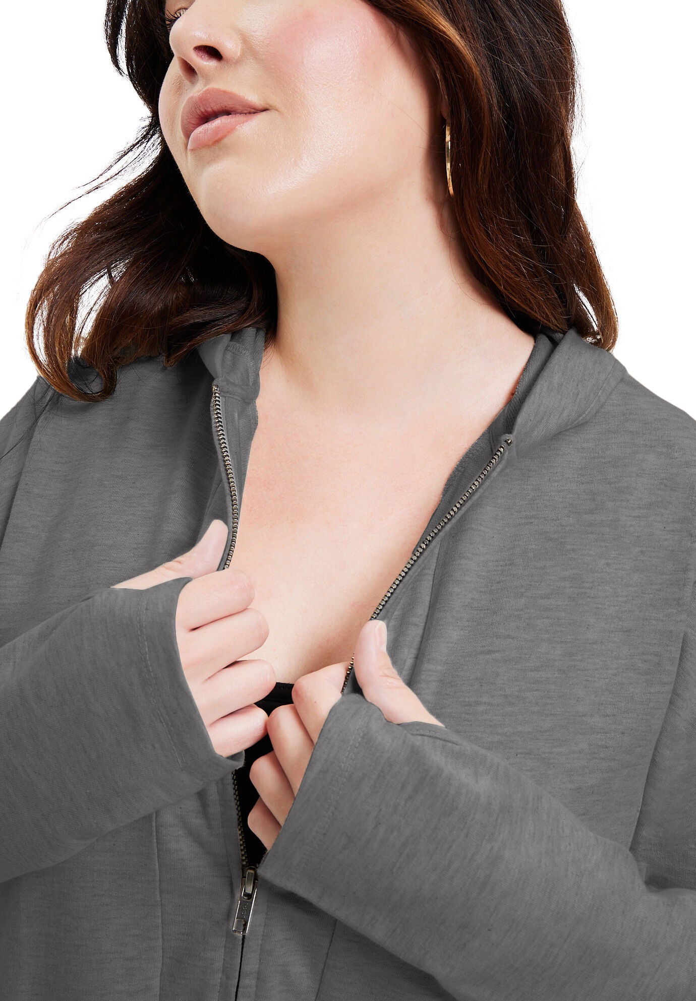 Zip-Up French Terry Hoodie, , alternate image number 3