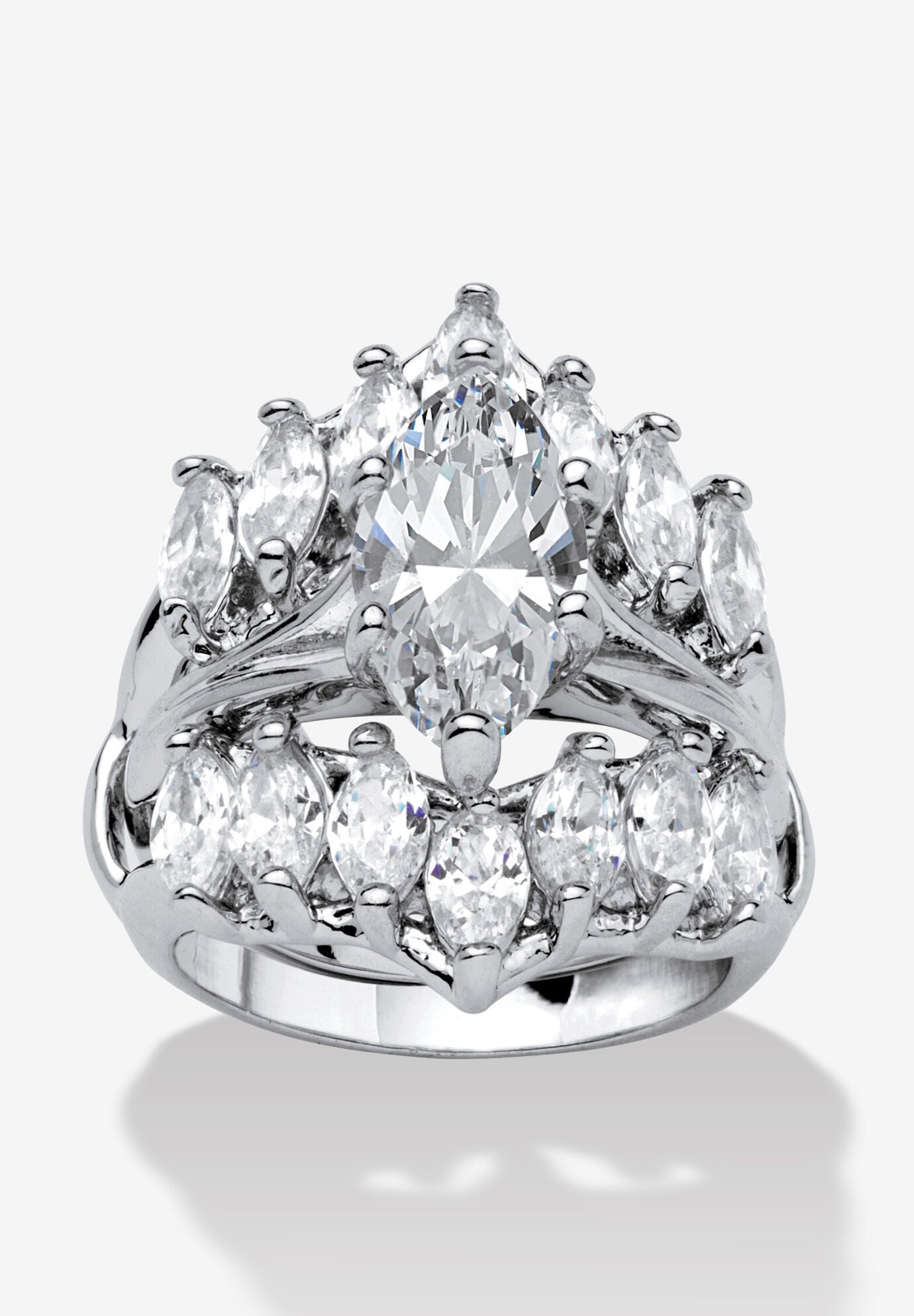 5.98 Tcw Marquise-Cut Cubic Zirconia Jacket Bridal Set In Silvertone