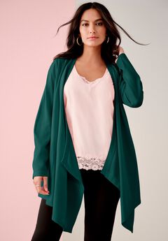 Plus Size Lightweight Handkerchief Hem Cardigan Sweater