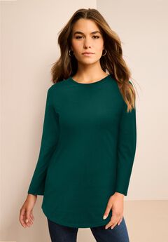 Plus Size Cotton Ultimate Long Sleeve Crewneck Tee
