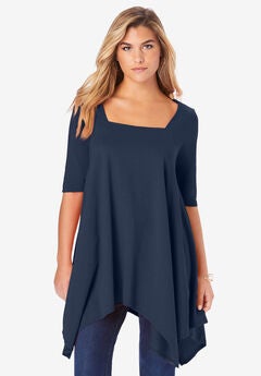 Square Neck Handkerchief Hem Ultimate Tunic