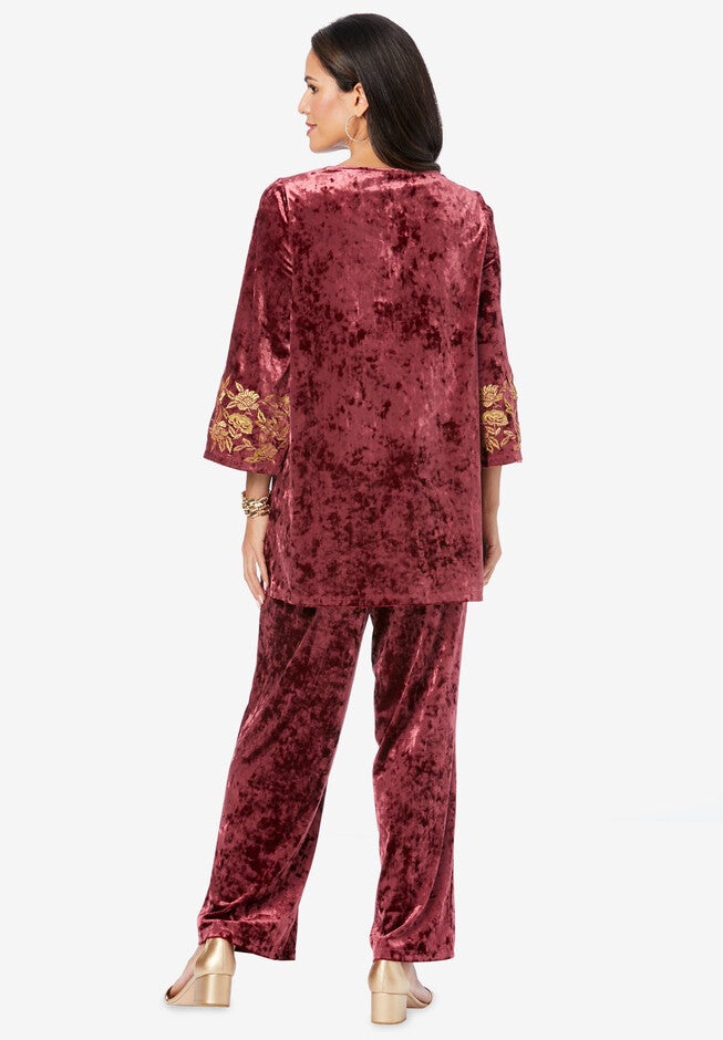 Embroidered Velour Top, , on-hover image number null