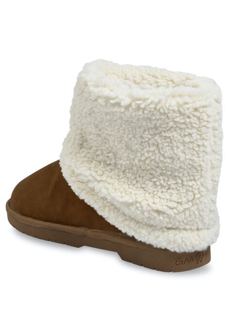 Faux Suede With Berber Cuff Ankle Boot, , on-hover image number null