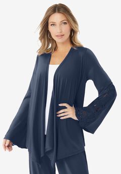 Lace Trimmed Ultrasmooth® Fabric Cardigan