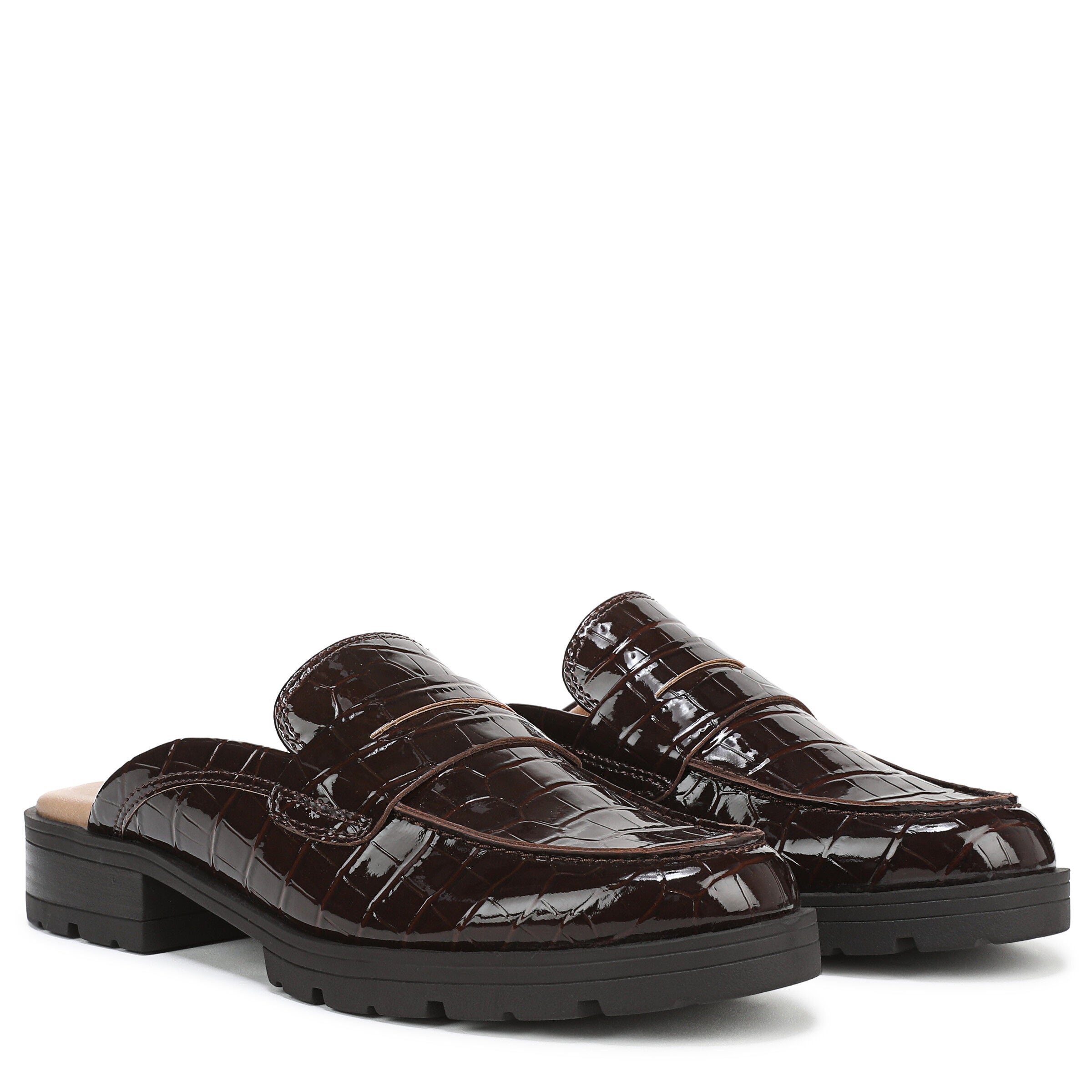 London Slip-On Mule Loafer, DARK BROWN CROC, alternate image number 2
