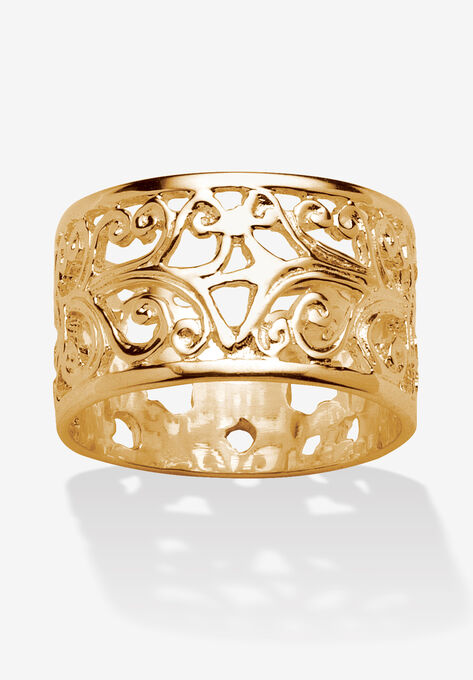 Yellow Gold-Plated Sterling Silver Scroll Design Band Ring (11Mm) Jewelry, GOLD, hi-res image number null