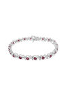 Sterling Silver Gemstone & Round Diamond Tennis Bracelet Ruby July Birthstone, , on-hover image number null