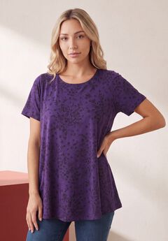 Plus Size Ultimate Cotton Crewneck Short Sleeve Swing Tee