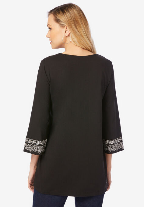 Embroidered V-Neck Top, , on-hover image number null