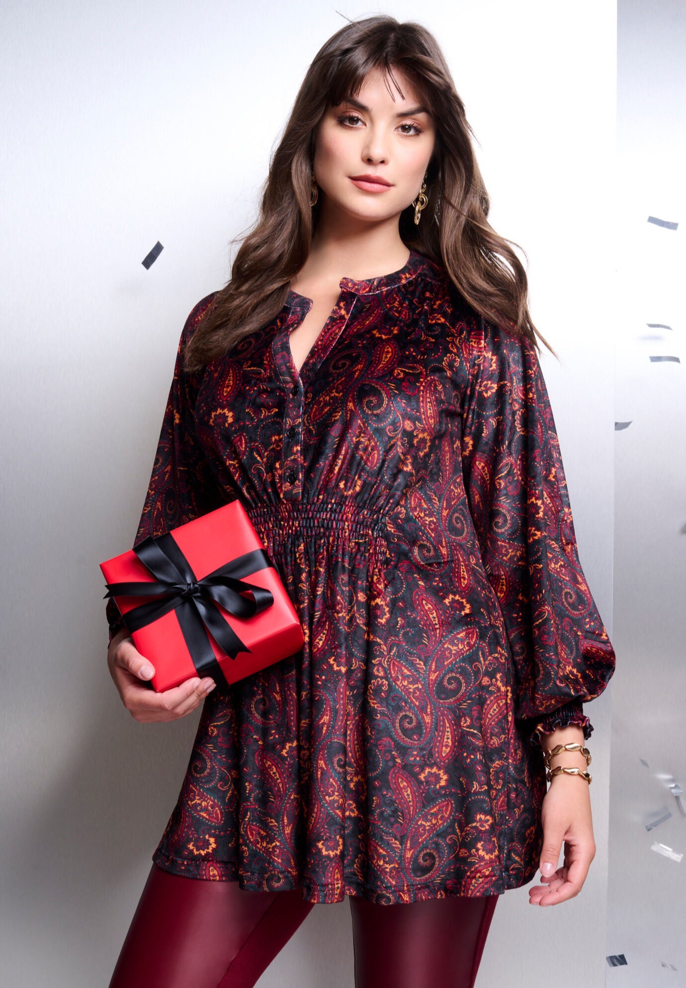 Printed Velour Tunic, , alternate image number 3