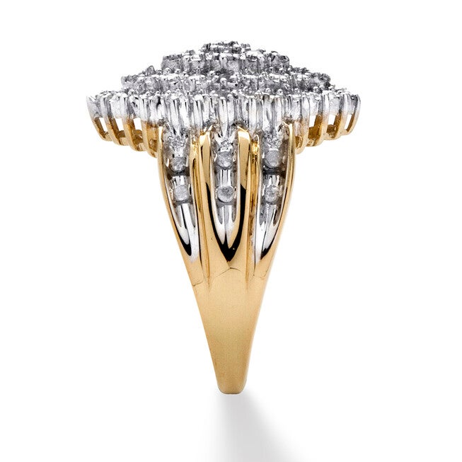 3/8 TCW Diamond Marquise-Shaped Ring 18k Yellow Gold-plated Sterling Silver, WHITE, on-hover image number 1