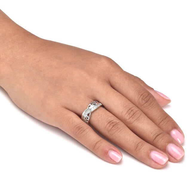 .20 TCW Diamond Sterling Silver Love Ring, WHITE, alternate image number 2