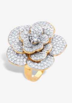 Yellow Gold-Plated Round Rose Ring