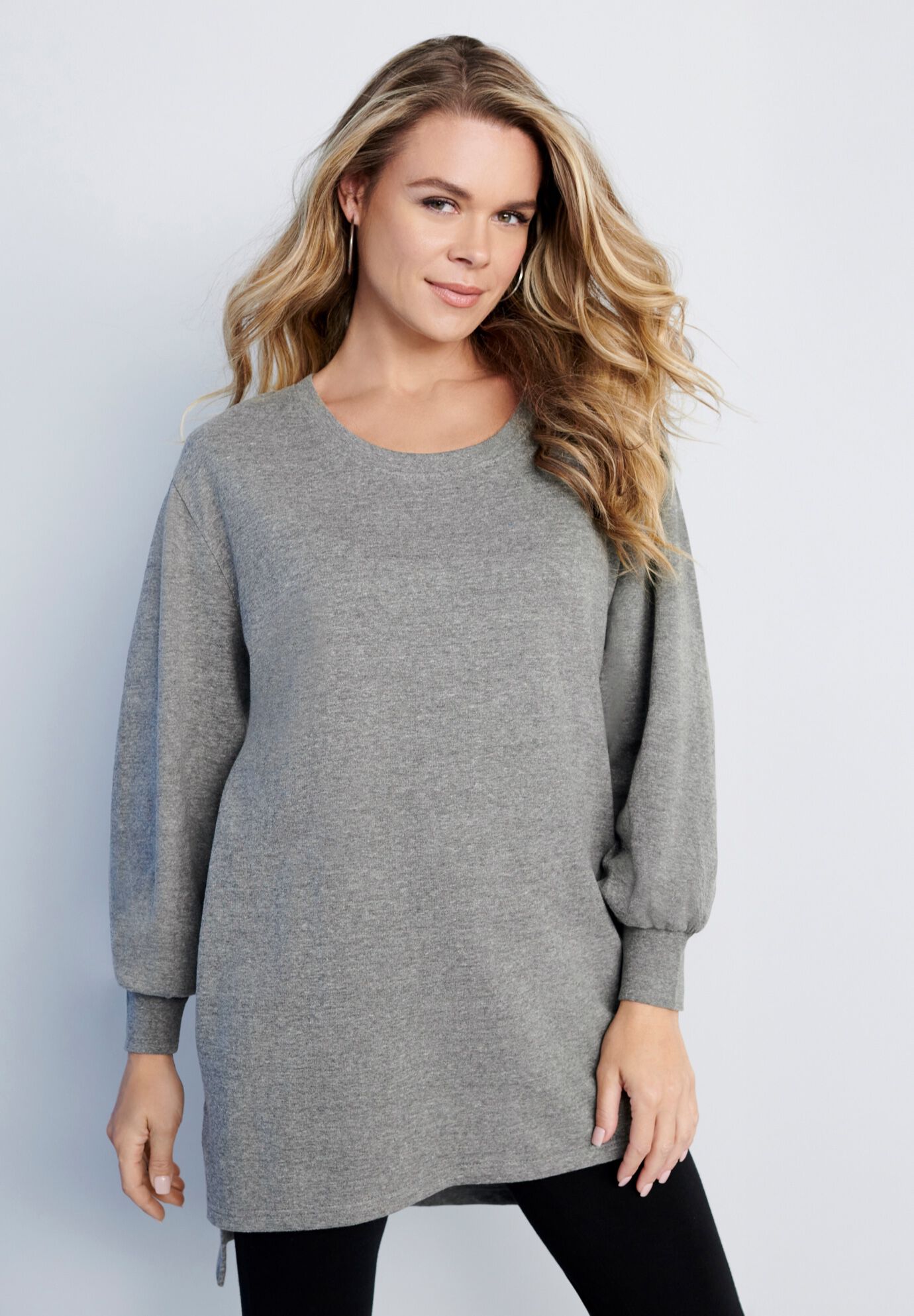 Blouson Sleeve High Low Sweatshirt, , alternate image number 3