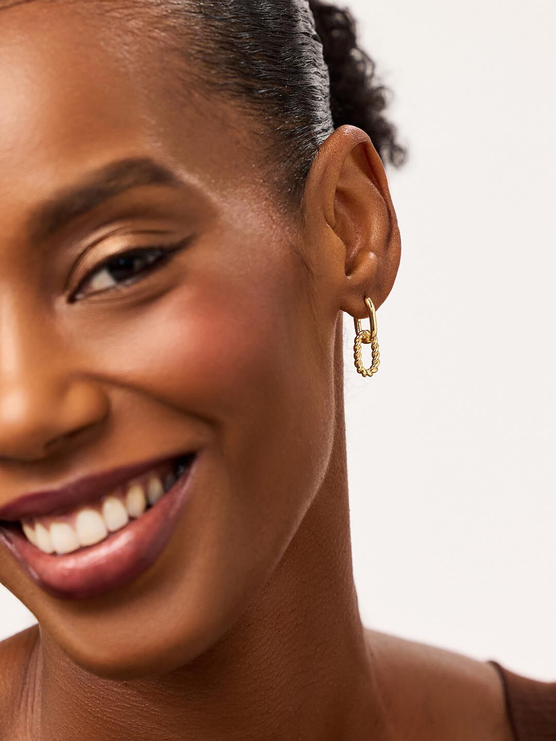 Ash Double Mini Gold Drop Earrings, GOLD, alternate image number 3