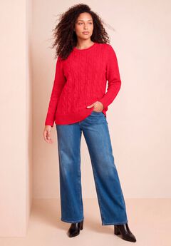 Plus Size Cozy Cable Crewneck Sweater