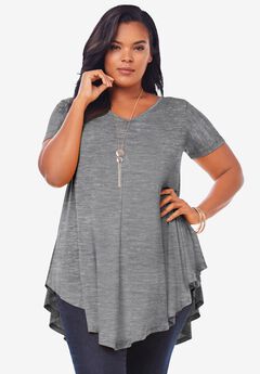Plus Size Ultra Drape V-Neck Swing Tunic Top