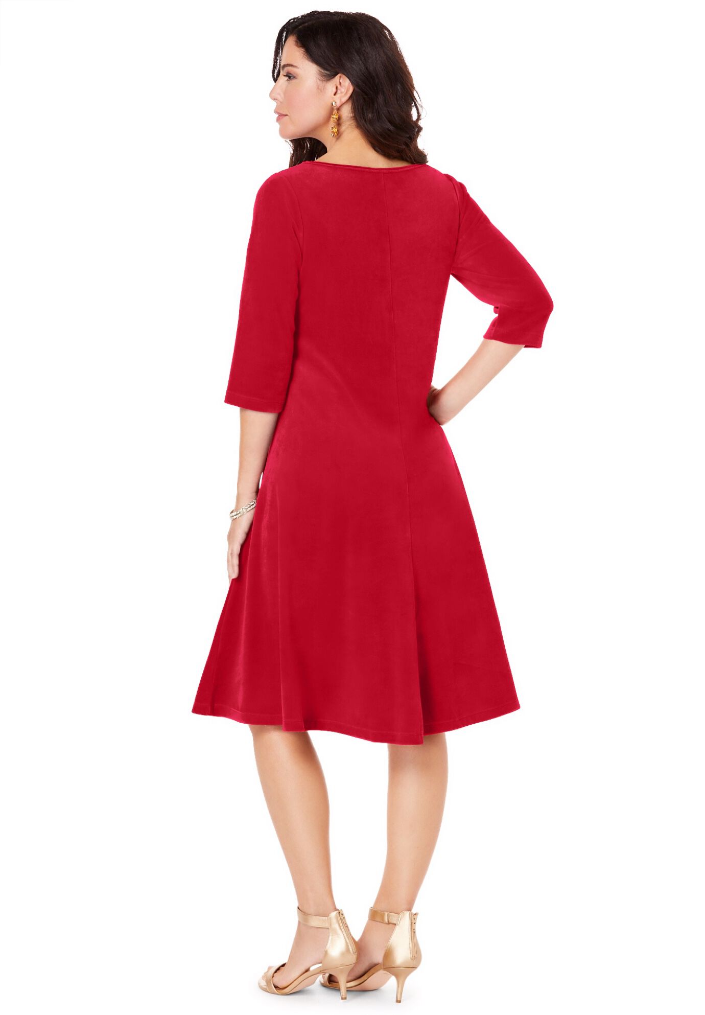 Velour Swing Drape Dress, , alternate image number 2