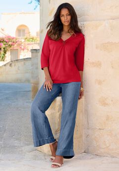 Plus Size Ultimate Keyhole V Neck Tee