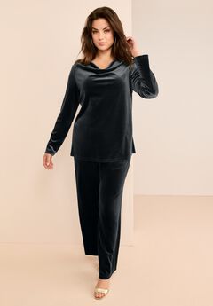 Cowl Neck Velour Tee