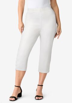 Button Detail Comfort Stretch Capri Jean