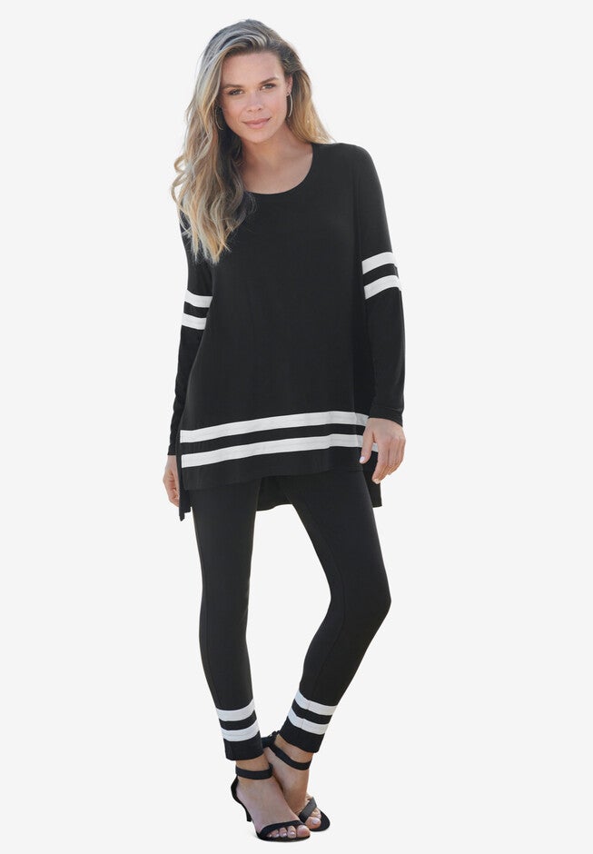 Mesh Colorblock Lounge Set, BLACK WHITE, hi-res image number 0