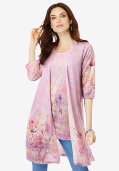 Printed Duster Cardigan & Tank Set