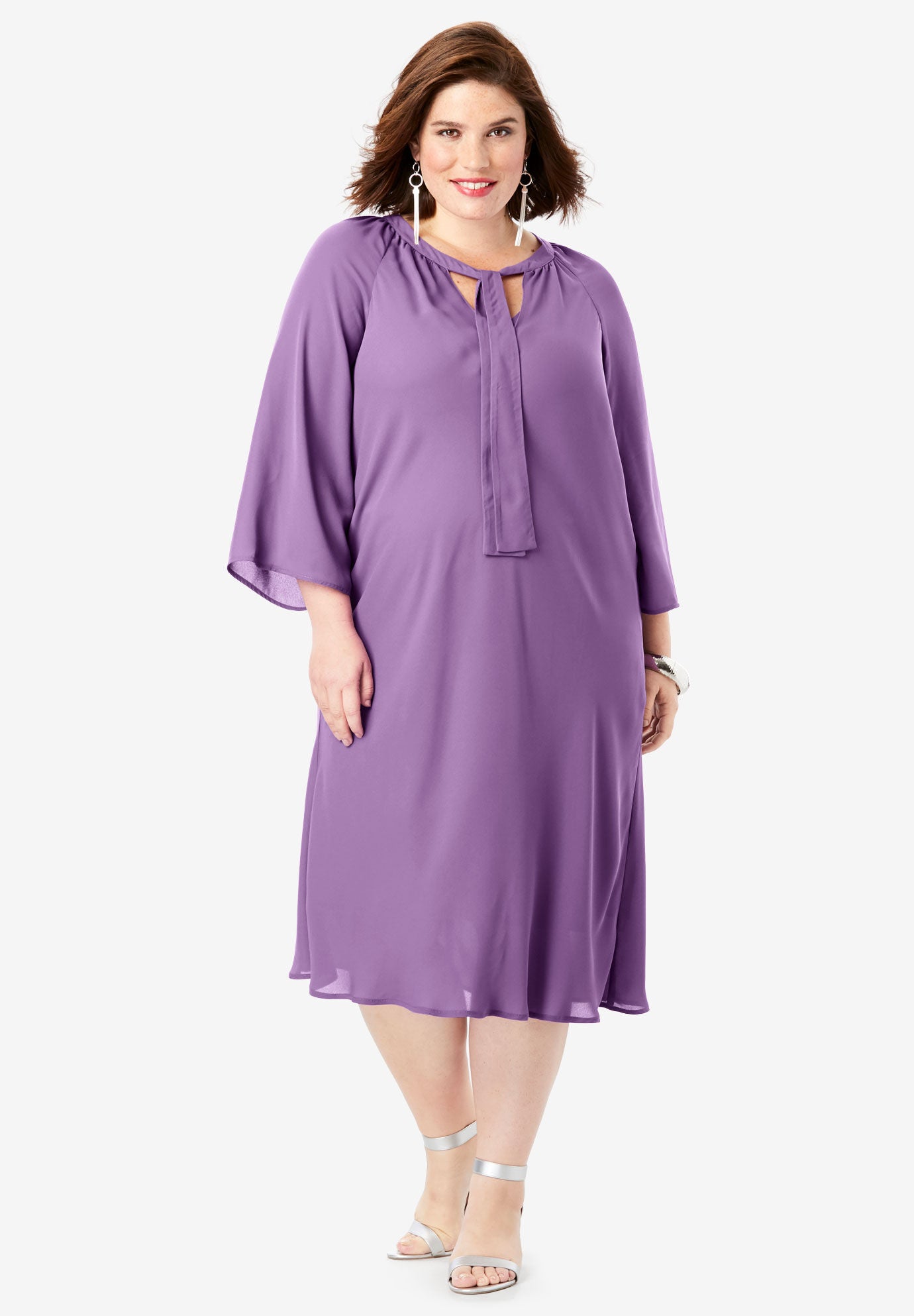 lavender bell sleeve dress