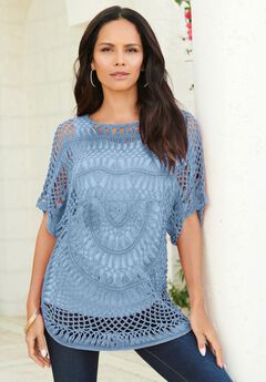Plus Size Relaxed Pullover Crochet Sweater