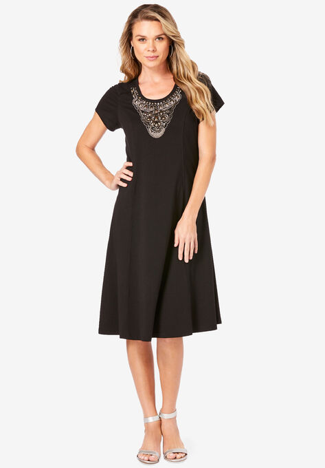 Embellished Jersey Dress, BLACK, hi-res image number null