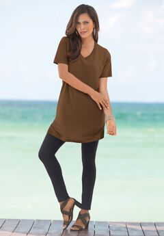 Plus Size Cotton Short Sleeve V-Neck Ultimate Tunic