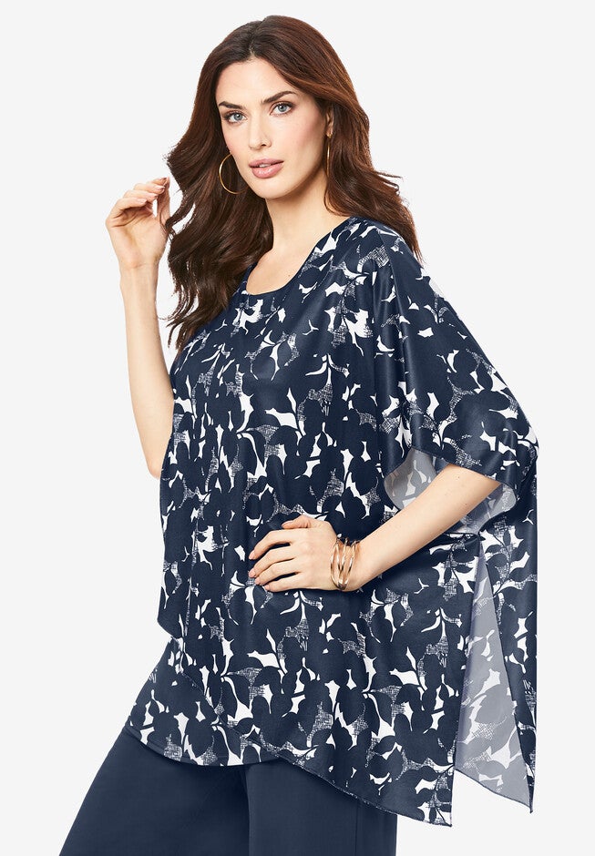 Asymmetrical Overlay Ultrasmooth® Fabric Top., , alternate image number null