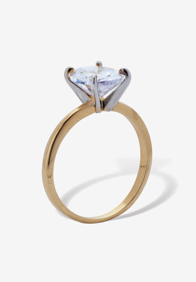 2.54 Tcw Cubic Zirconia 18K Gold-Plated Oval Solitaire Engagement Ring, , on-hover image number null