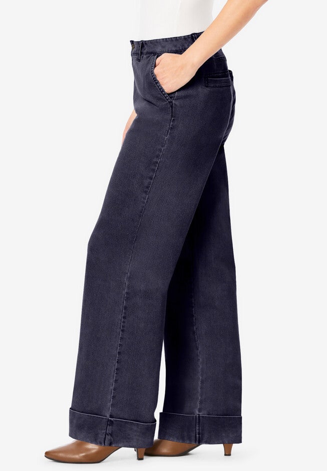 Invisible Stretch® Contour High-Waisted Wide-Leg Jean, , alternate image number null