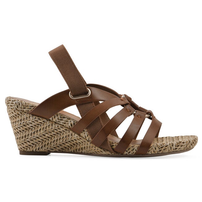 Ataps Wedge Sandal, DARK TAN SMOOTH, alternate image number 2