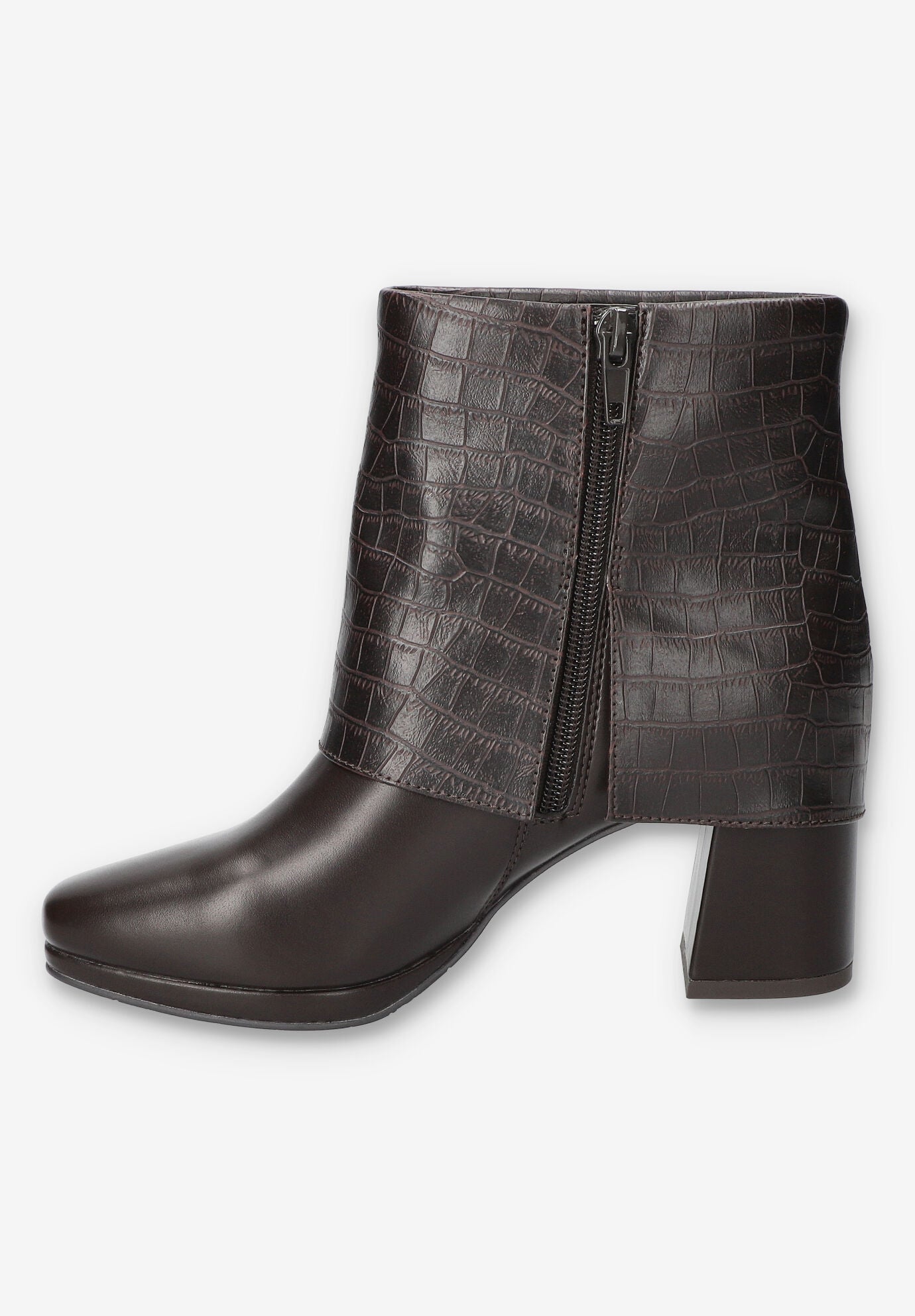 Sutton Sqaure Toe Ankle Boot, BROWN CROCO, alternate image number 4