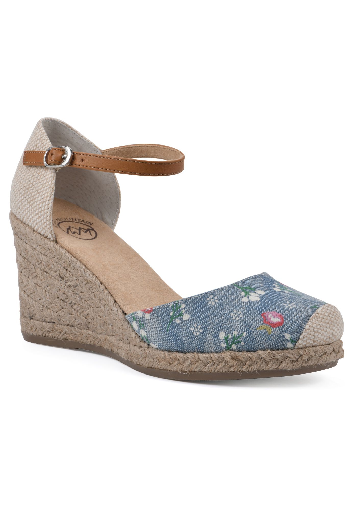 White Mountain Mamba Espadrilles, BLUE FLORAL DENIM, hi-res image number 0