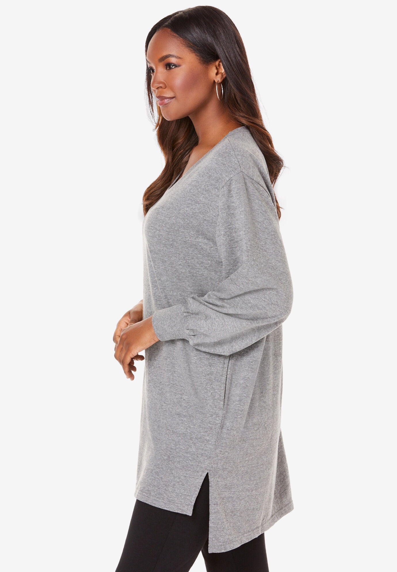 Blouson Sleeve High Low Sweatshirt, , alternate image number 2