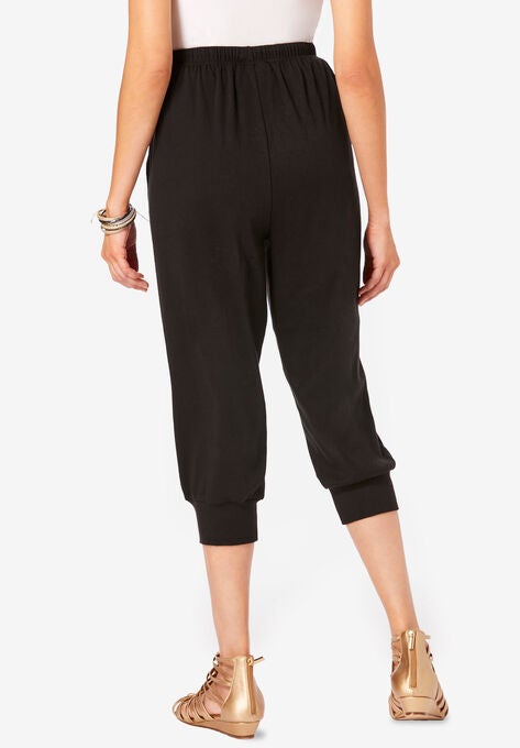 Drawstring Soft Knit Capri Pant, , on-hover image number null