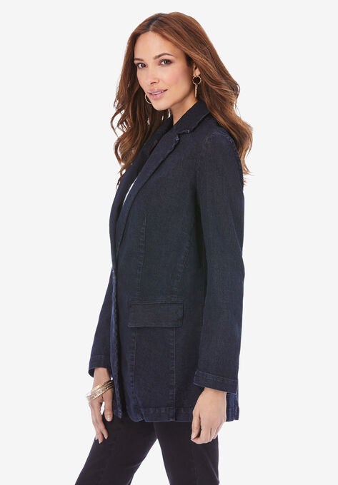 Denim Boyfriend Blazer, , alternate image number null
