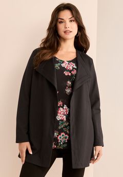 Plus Size Ultimate Ponte Drape Collar Jacket