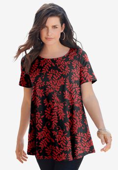Plus Size Cotton Ultimate Swing Tee with Keyhole Back