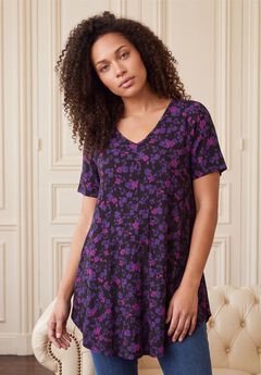 Plus Size Ultra Drape V-Neck Swing Tunic Top