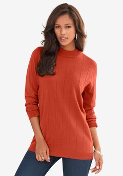 Fine Gauge Drop Needle Mockneck Sweater