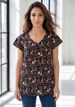 Plus Size Cotton Ultimate Flutter Sleeve Sweetheart Tee