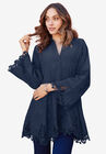 Embroidered Fit-and-Flare Tunic, NAVY, hi-res image number null