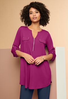 Zip Front Ultrasmooth® Fabric Tunic