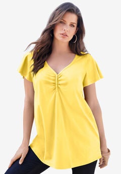 Plus Size Cotton Ultimate Flutter Sleeve Sweetheart Tee